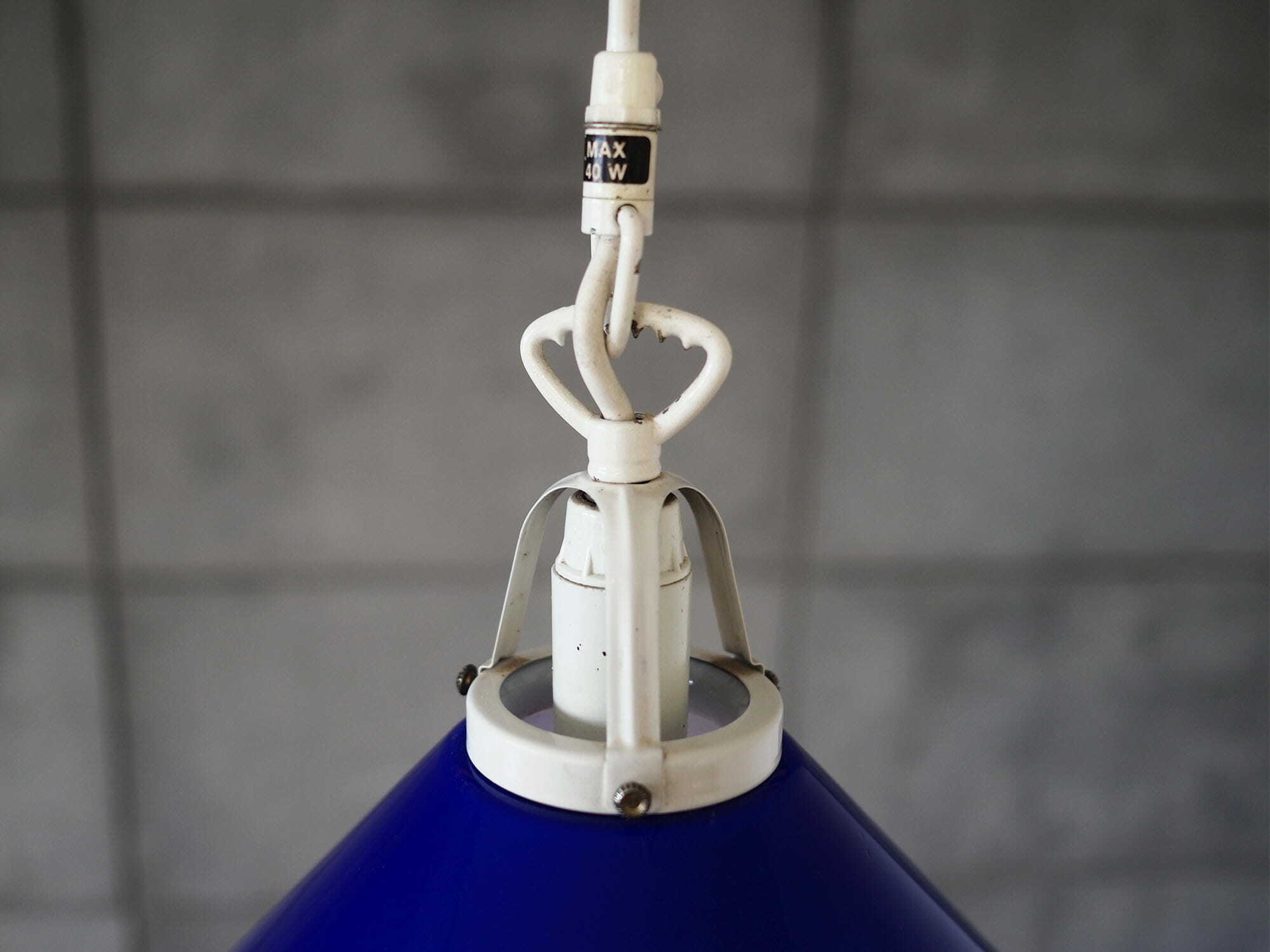 Vintage pendant lamp glass metal blue 1970s 2