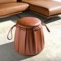 Caldera orange leather pouffe 0