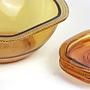 Vintage Schalen-Set Pressglas Bernsteingelb 1