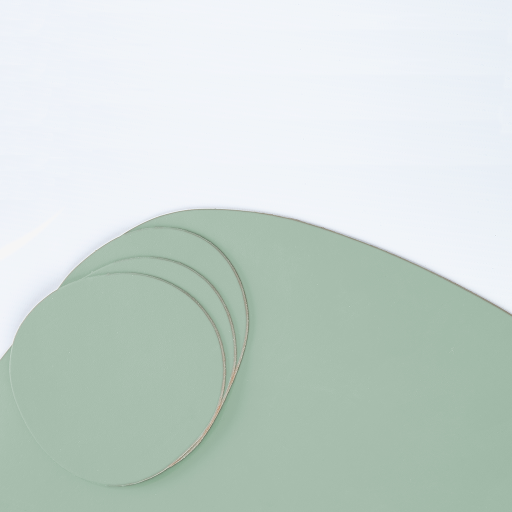 4x Stone Set di tovagliette 100% pelle riciclata menta 3