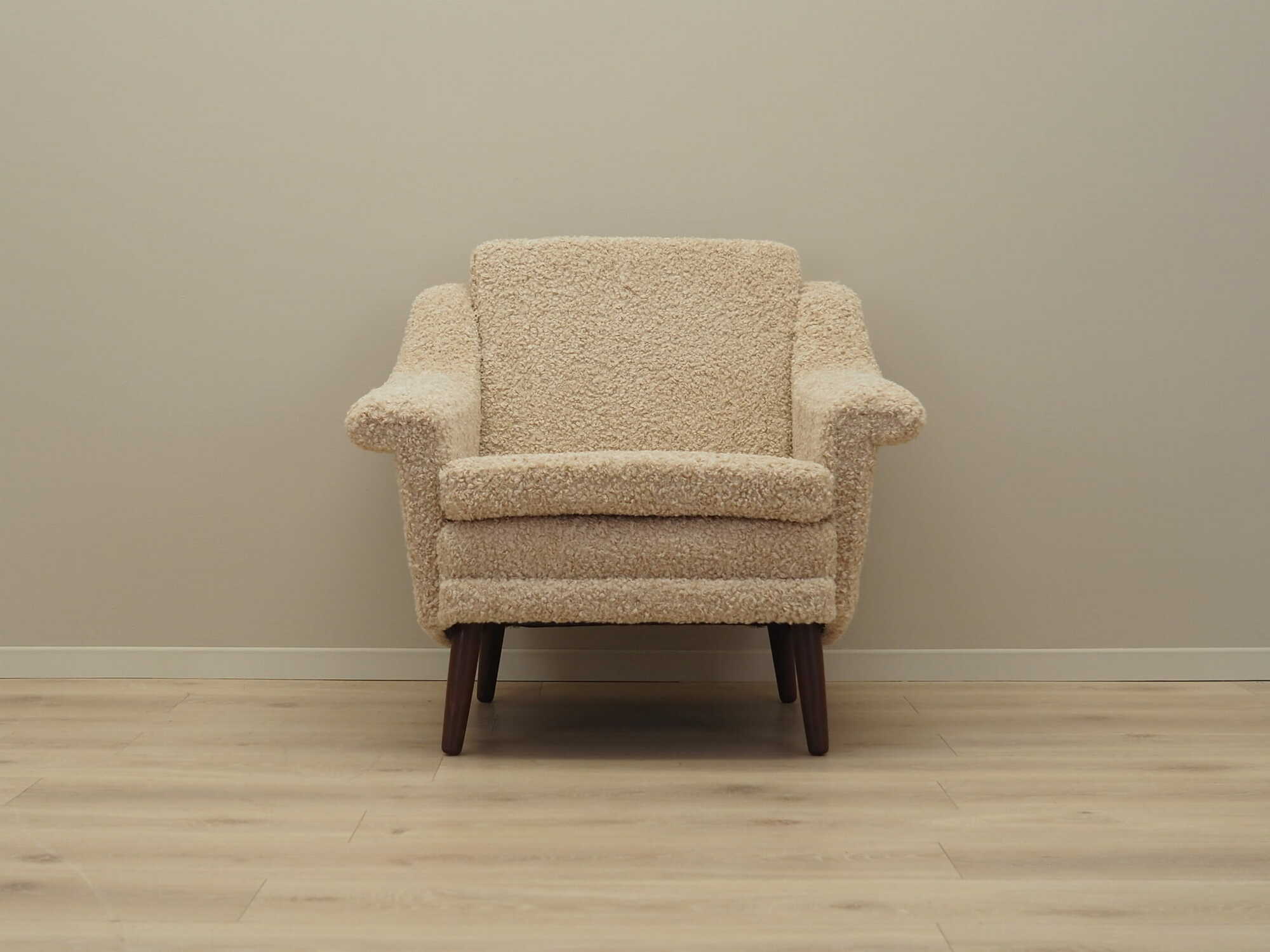 Vintage Sessel Textil Holz Beige 1970er Jahre 1