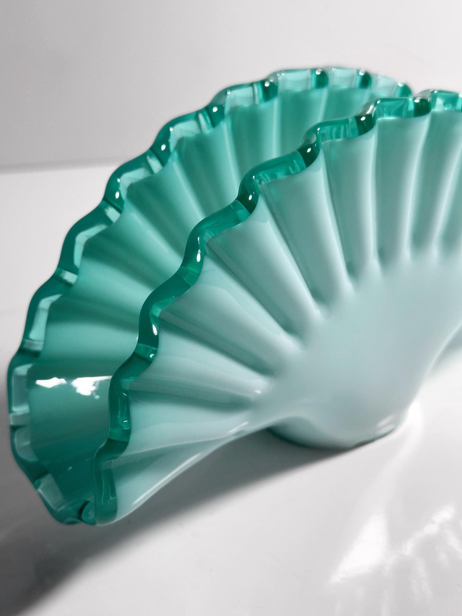 Vintage Serviettenhalter Muranoglas Türkis 80er Jahre 2