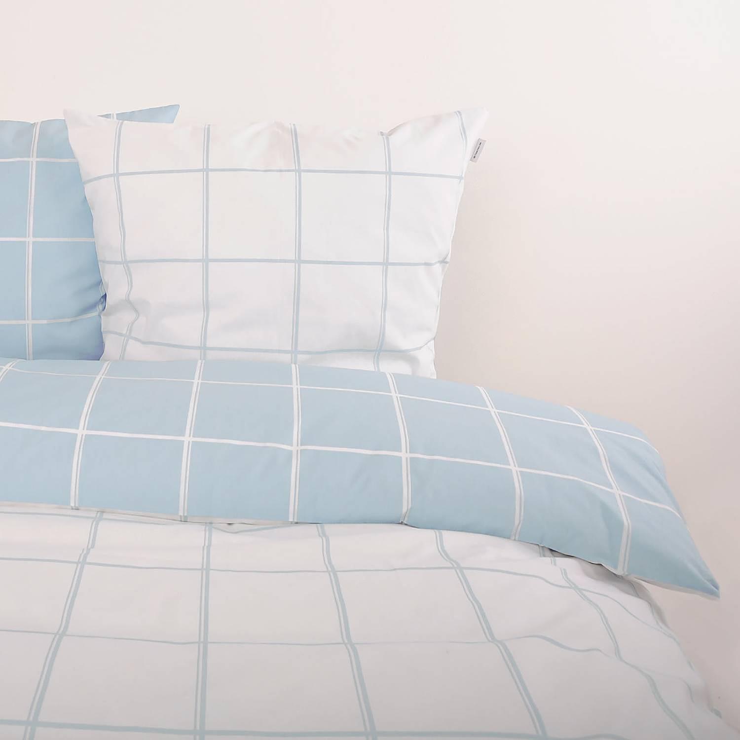 Bedding Cotton White Light Blue 155x220cm Pillow 80x80cm 2