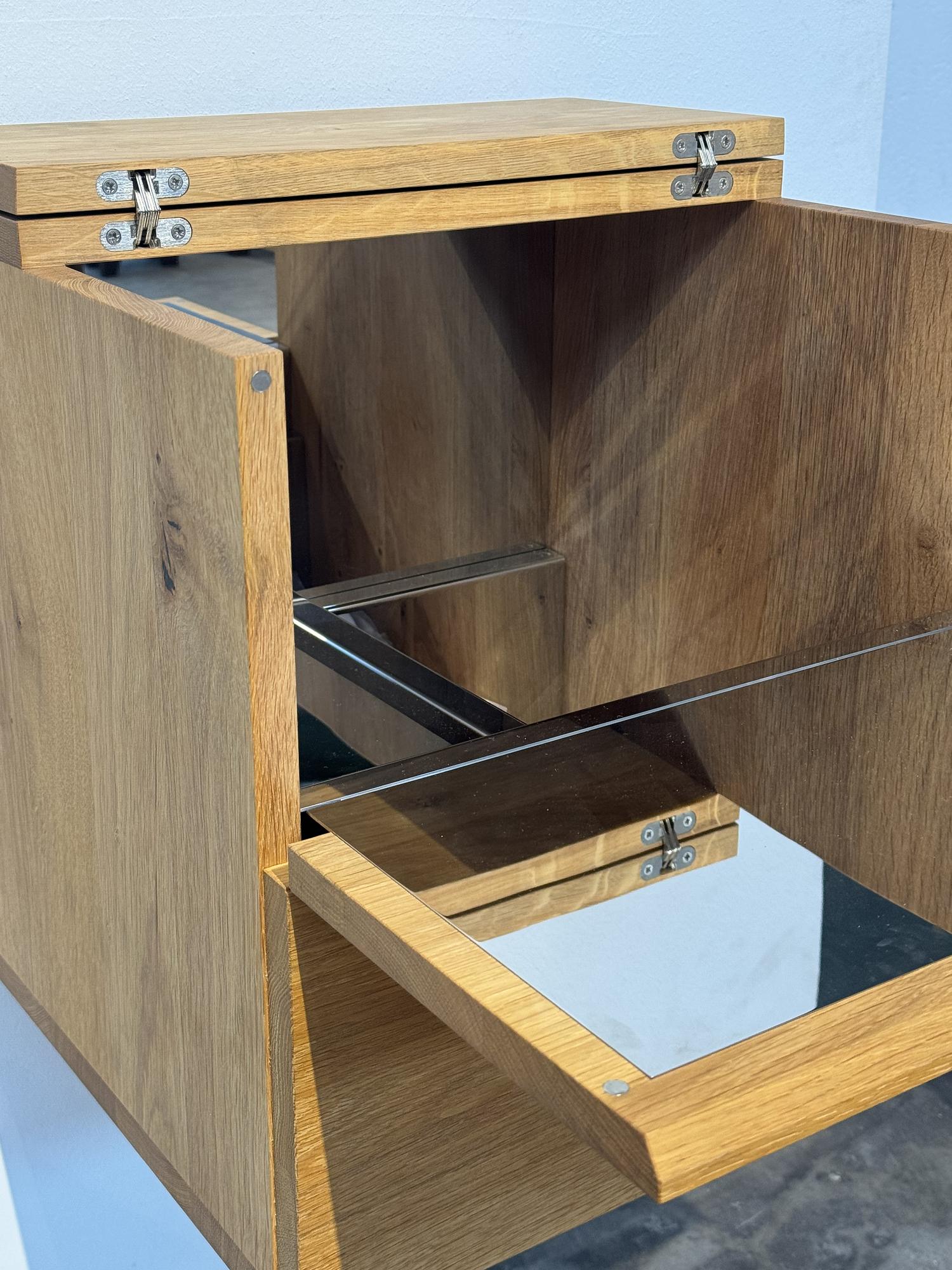 Araq Barschrank Edelstahl Eiche Braun 1