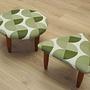 2-Teilig Hocker-Set Braun Grün 1990er Jahre 3