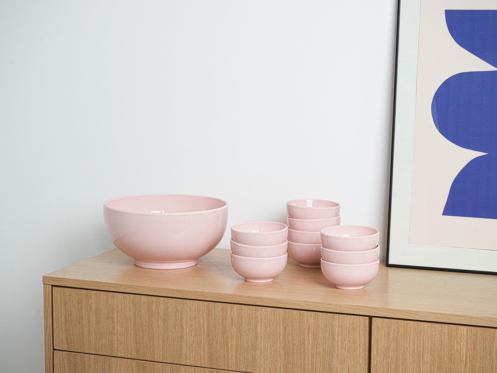 Ceramic bowl set Pink 1990s 1
