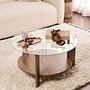Clara Coffee table Walnut Transparent Ø75cm 1