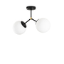Ceiling light with 2 glass spheres made of metal 1