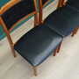 4x Vintage Chair Beech Wood Faux Leather Black 1970s 2