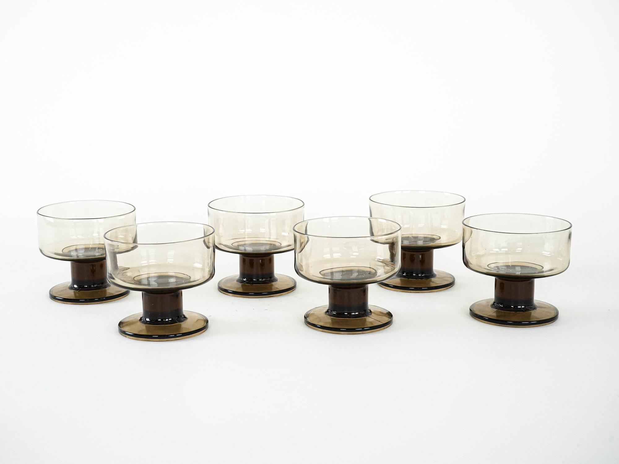 Dessertschalen-Set Rauchglas 1970er Jahre 3