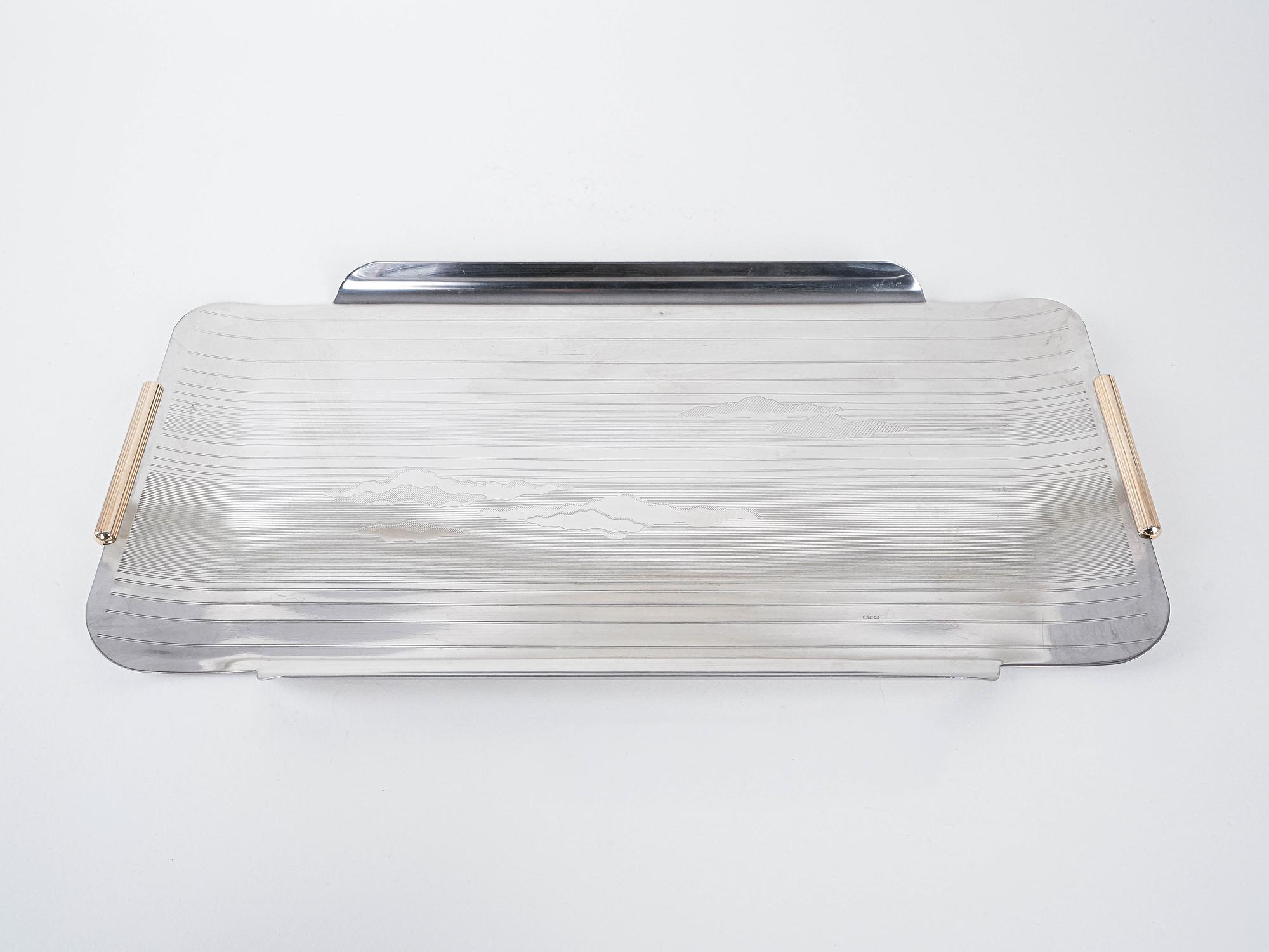 Stainless steel tray, Italian design, 1970s, made in I 2