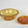 Vintage Schalen-Set Pressglas Bernsteingelb 2