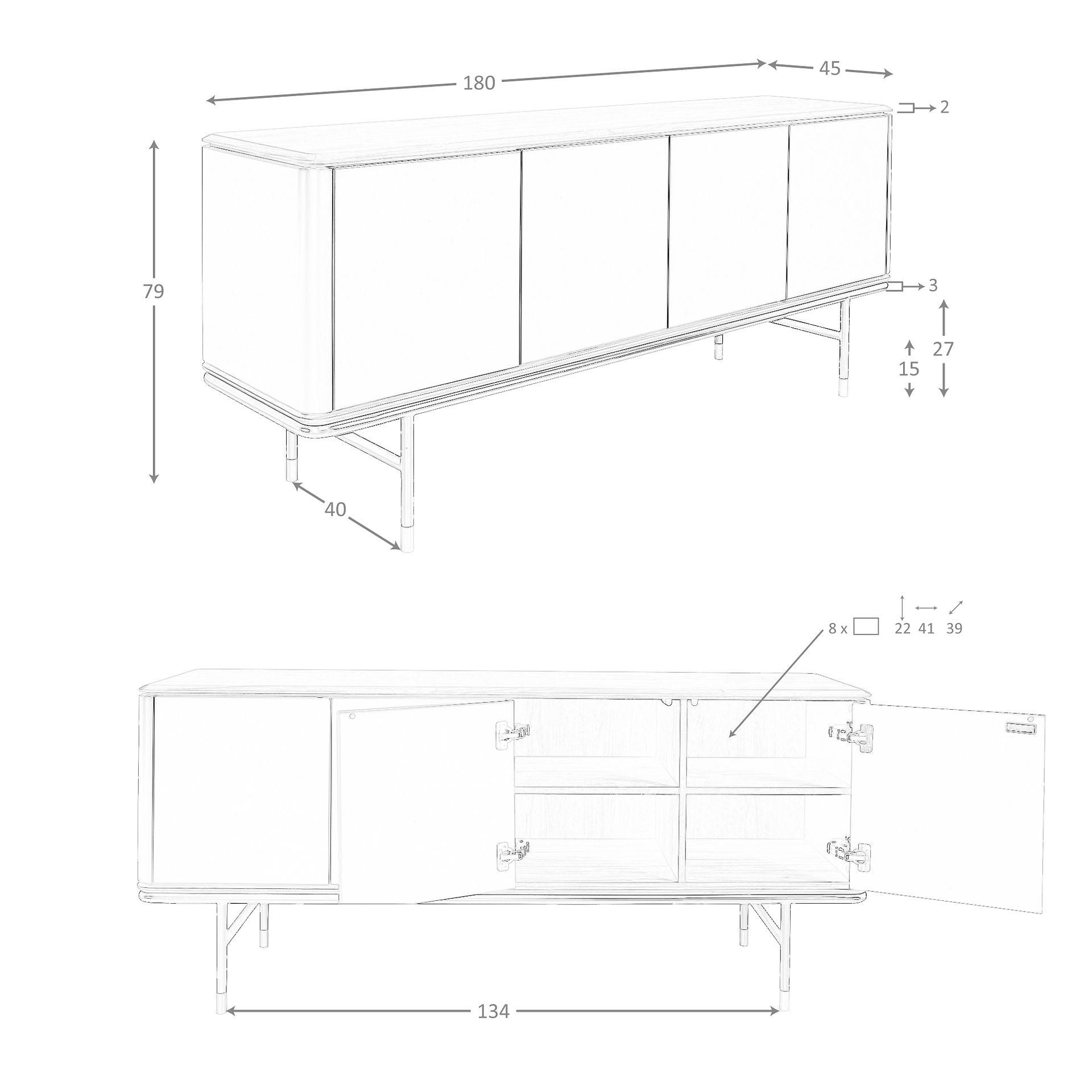 Sideboard Dunkelgrau 8