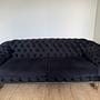 Chesterfield Couch-Set Sofa Armchair Velvet Black Gold 0