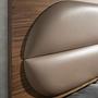 Doppelbett Holz Leder Grau 4