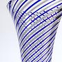 Vintage Pasabahce Blumenvase Glas Weiß Blau 1