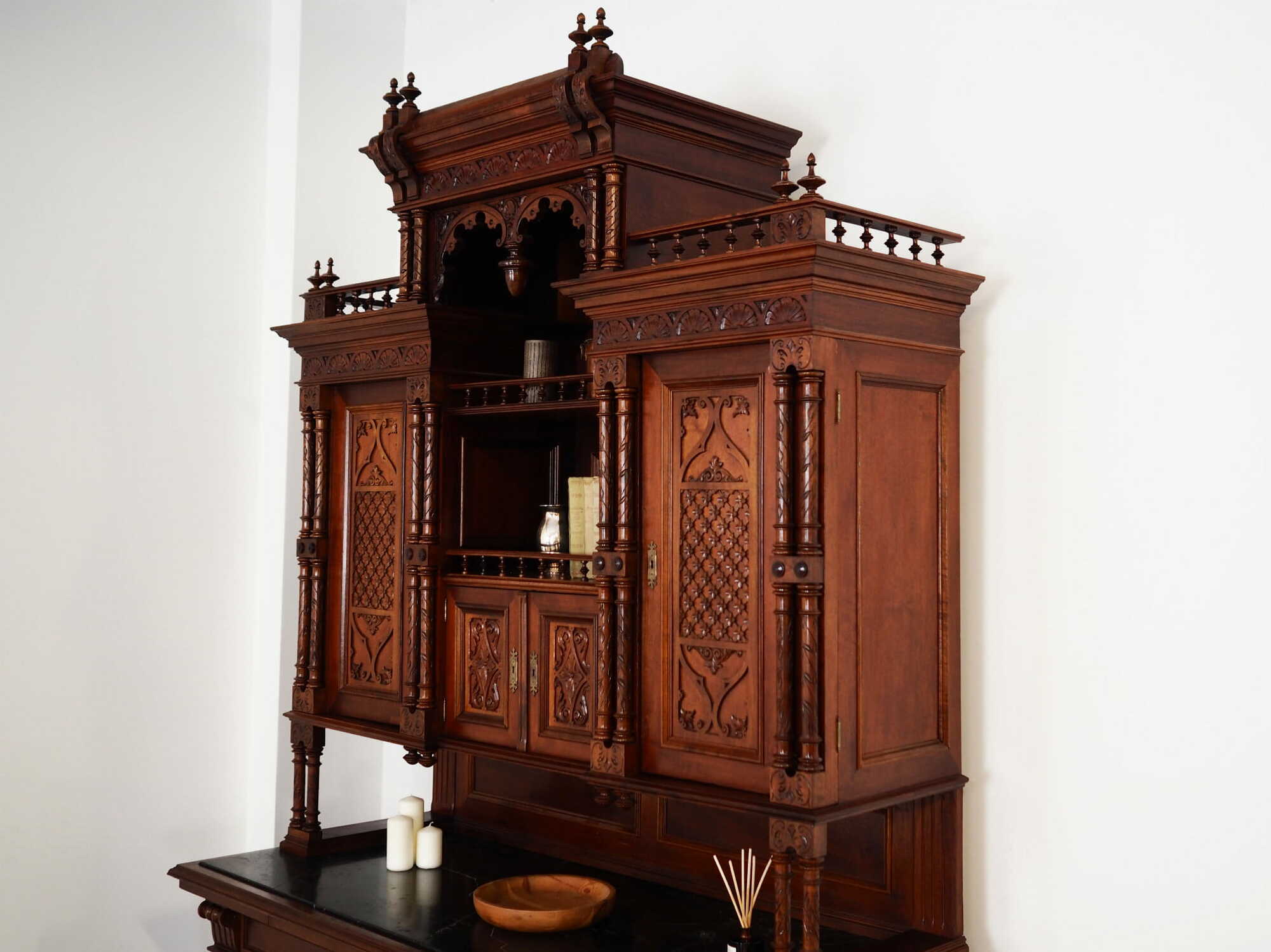 Vintage cabinet oak wood brown 3