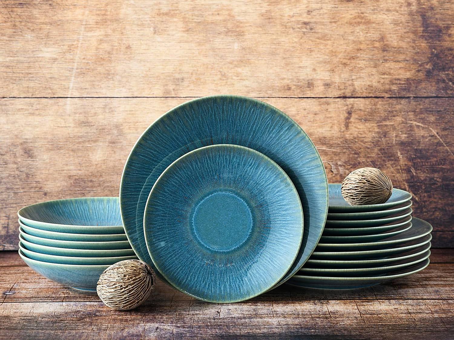 Sea Breeze 18-teiliges Tafelservice Steinzeug Grün 2