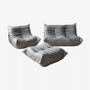 Togo Lounge Set 3-pc. Madras leather Ash grey 0