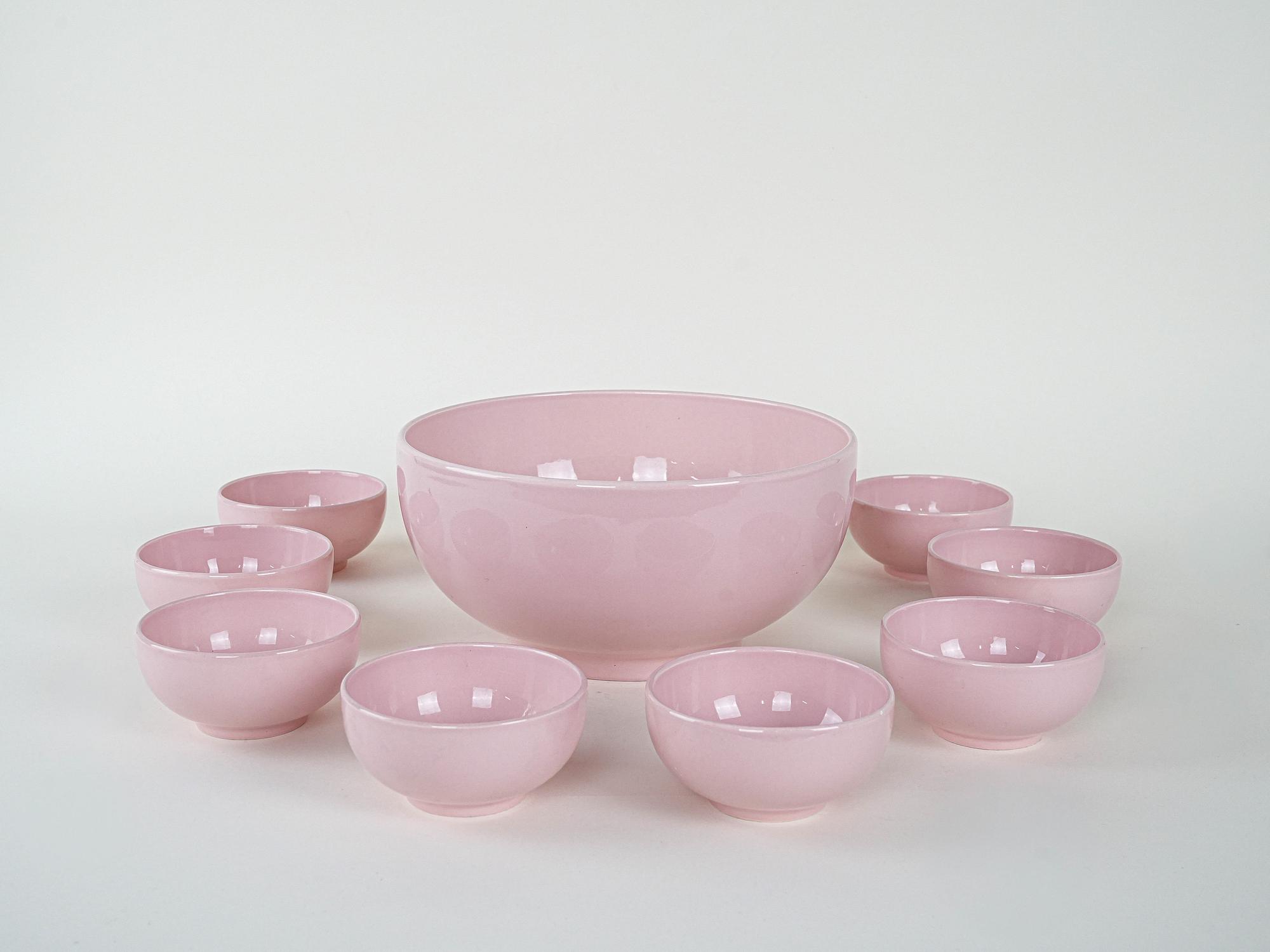 Ceramic bowl set Pink 1990s 2