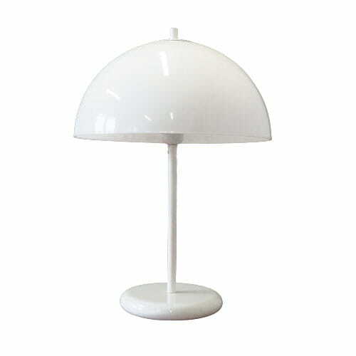 Vintage table lamp metal plastic white 1970s 0