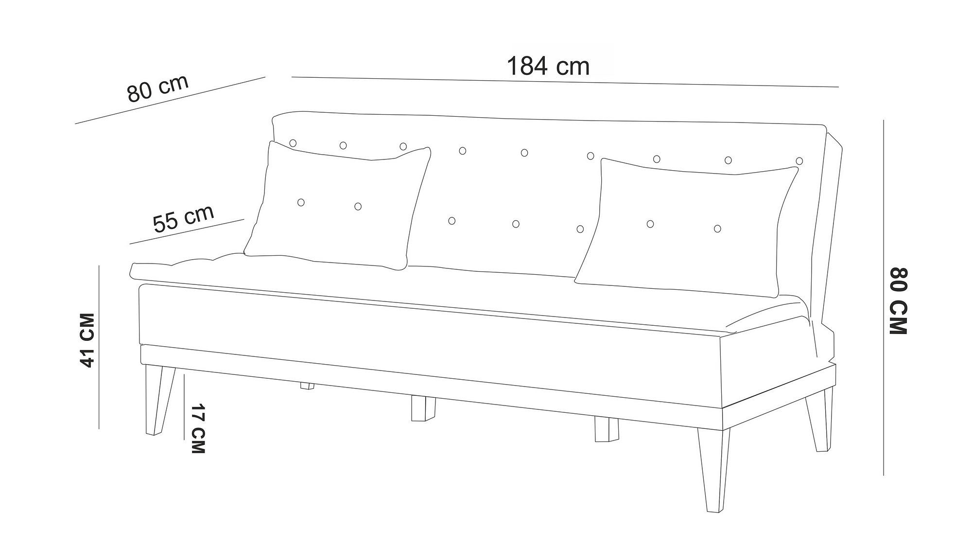 Fuoco Schlafsofa 3-Sitzer Holz Anthrazit 5