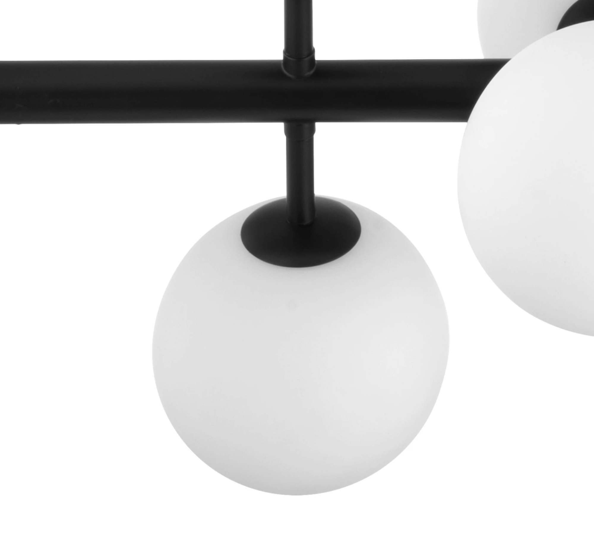 Pendelleuchte Opalglas Eisen Schwarz 4