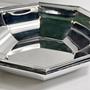 Vintage Versilberte Schale Octagon Metall 1980er Jahre 2