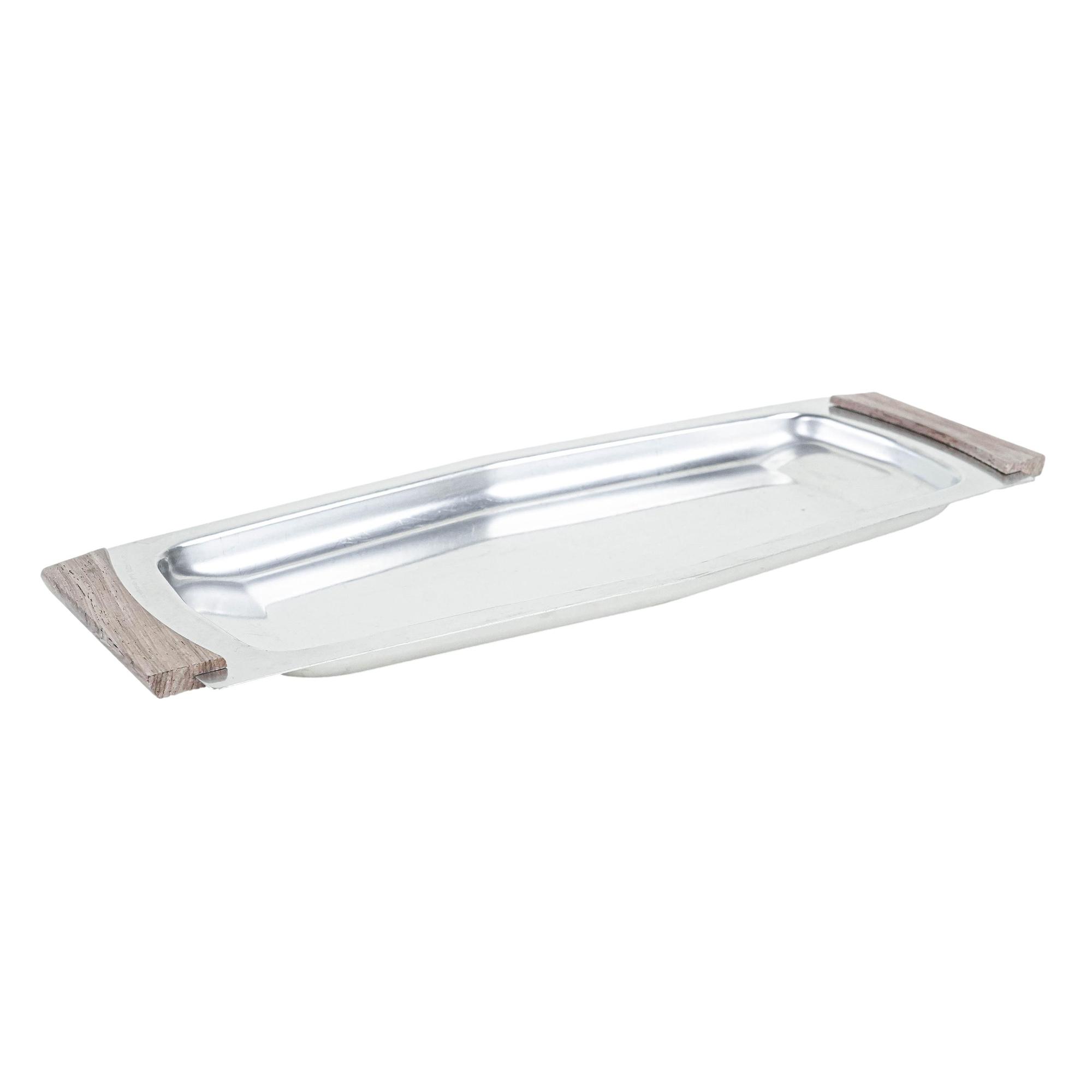 Rechteckiges Edelstahltablett 1970er Jahre 0