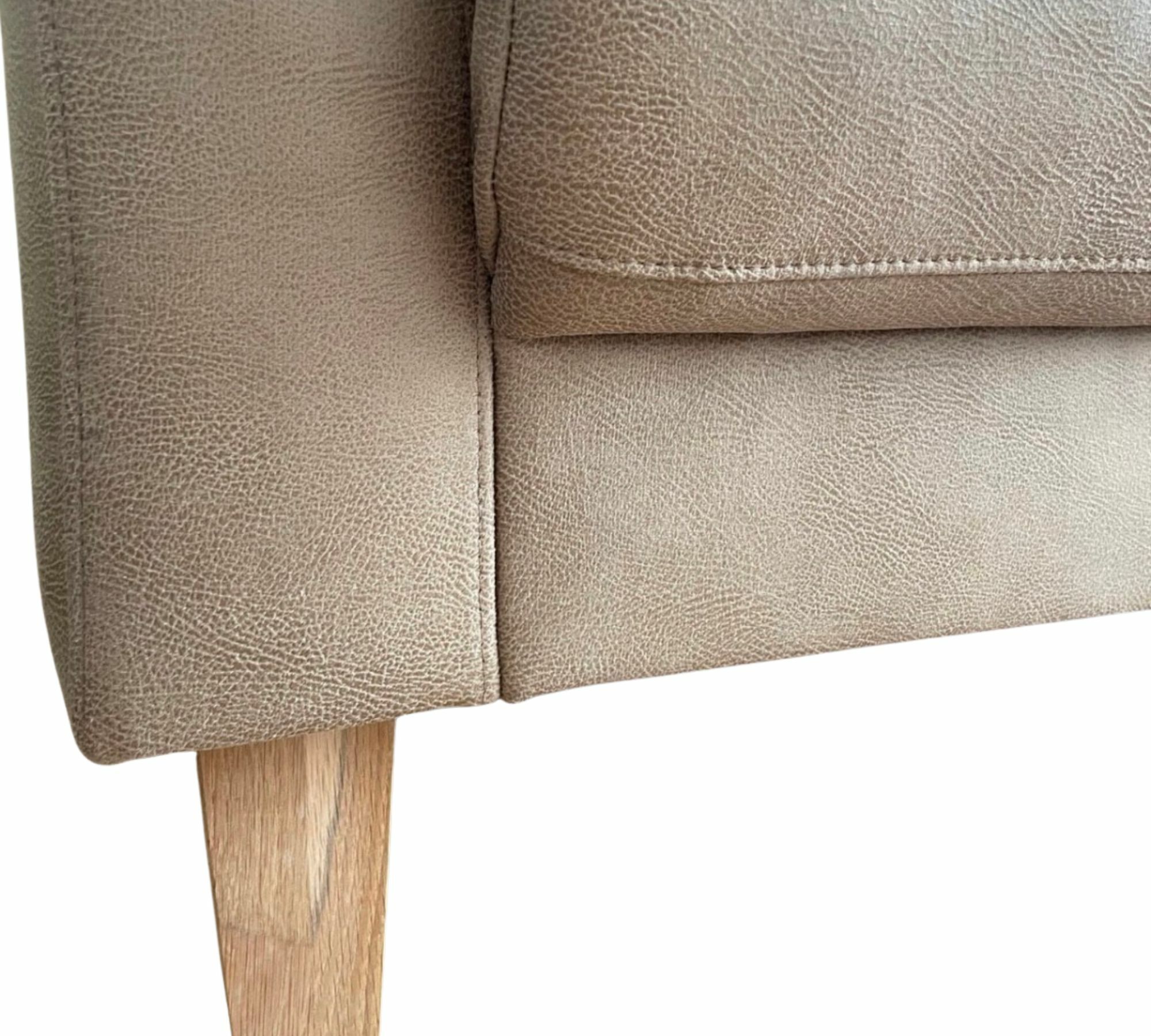 Sofa 2-Sitzer Kunstleder Holz Beige 6