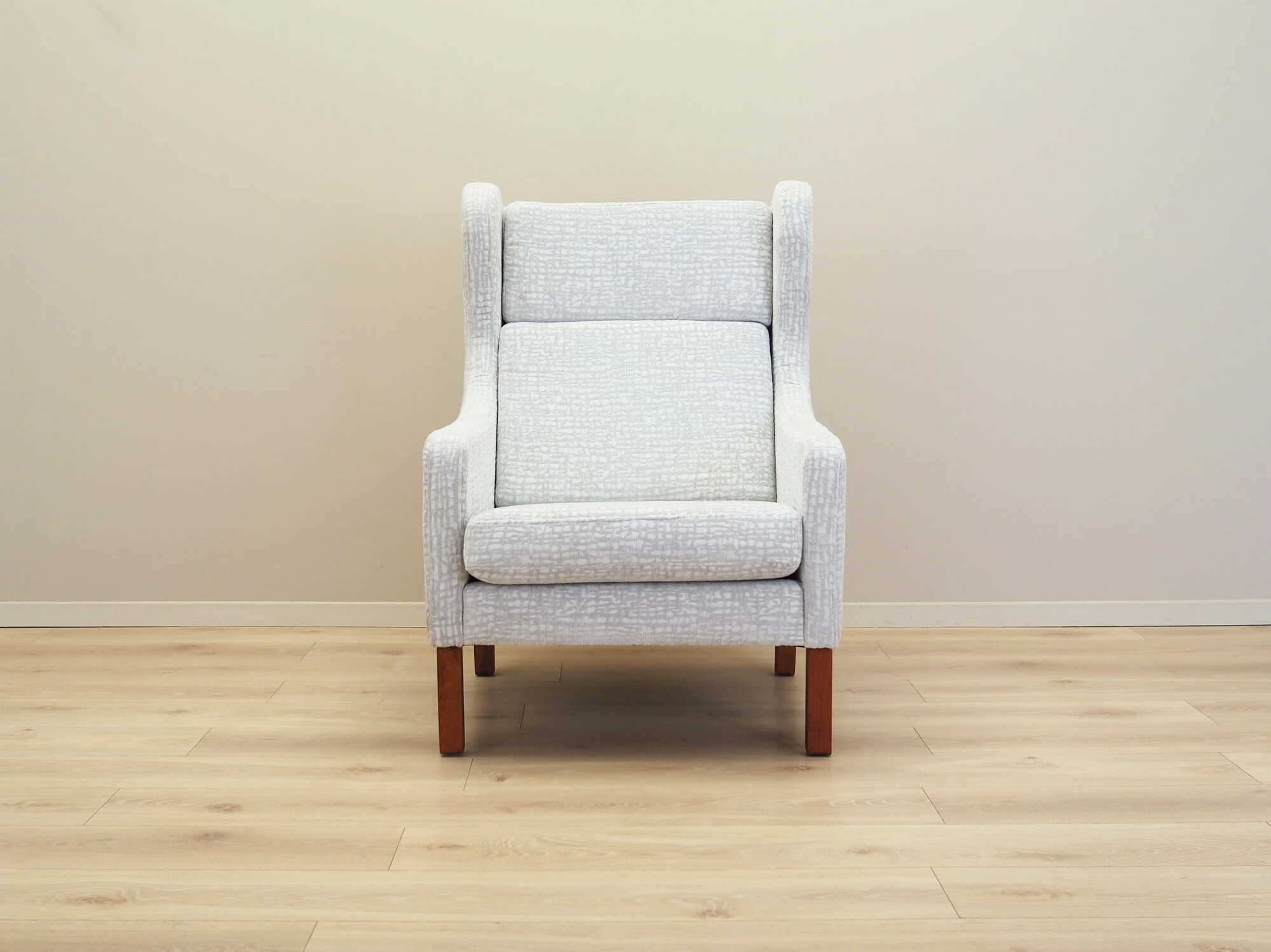 Vintage Sessel Textil Holz Grau 1960er Jahre 1