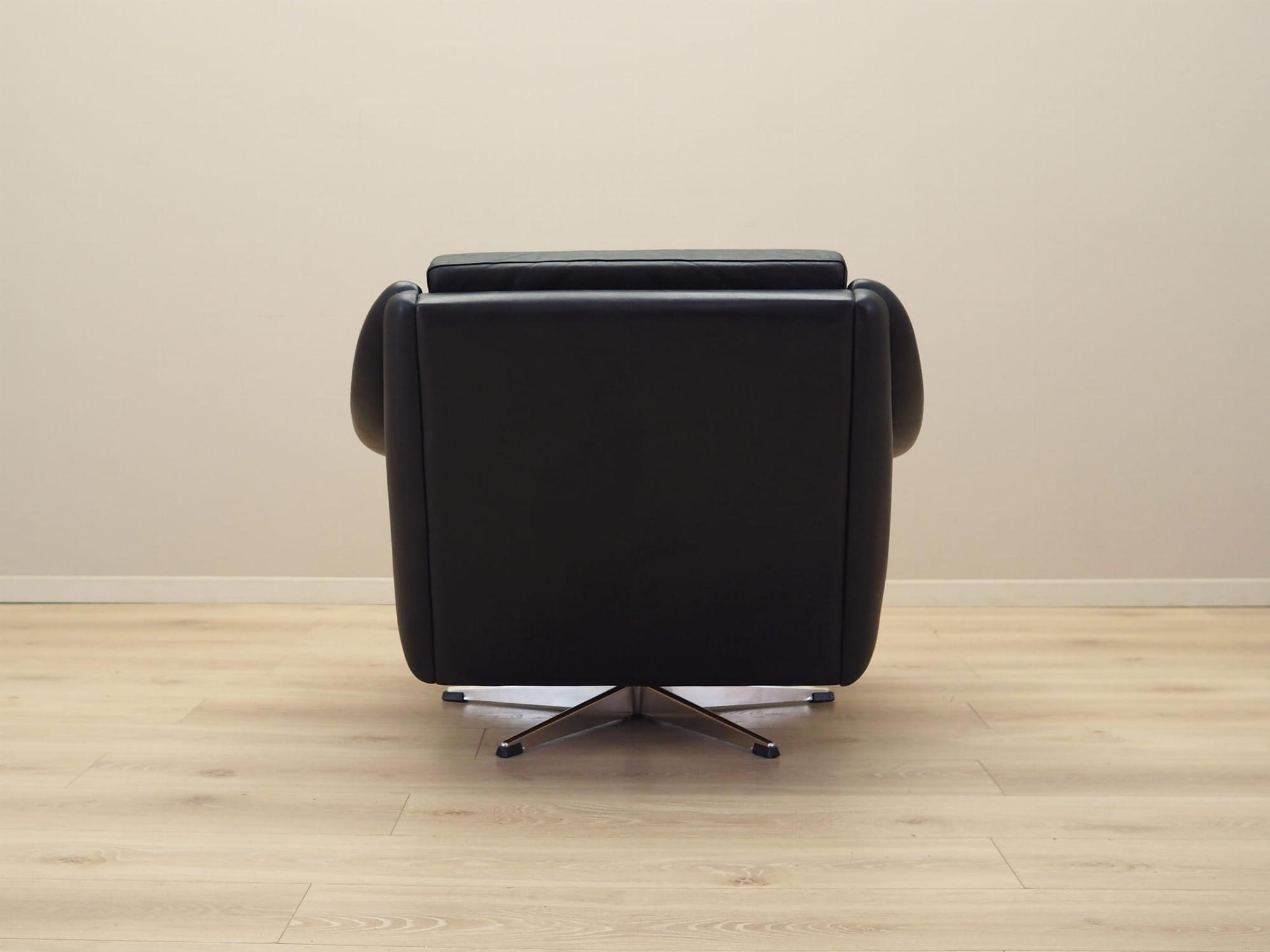 Swivel armchair Leather Black 1960s 6
