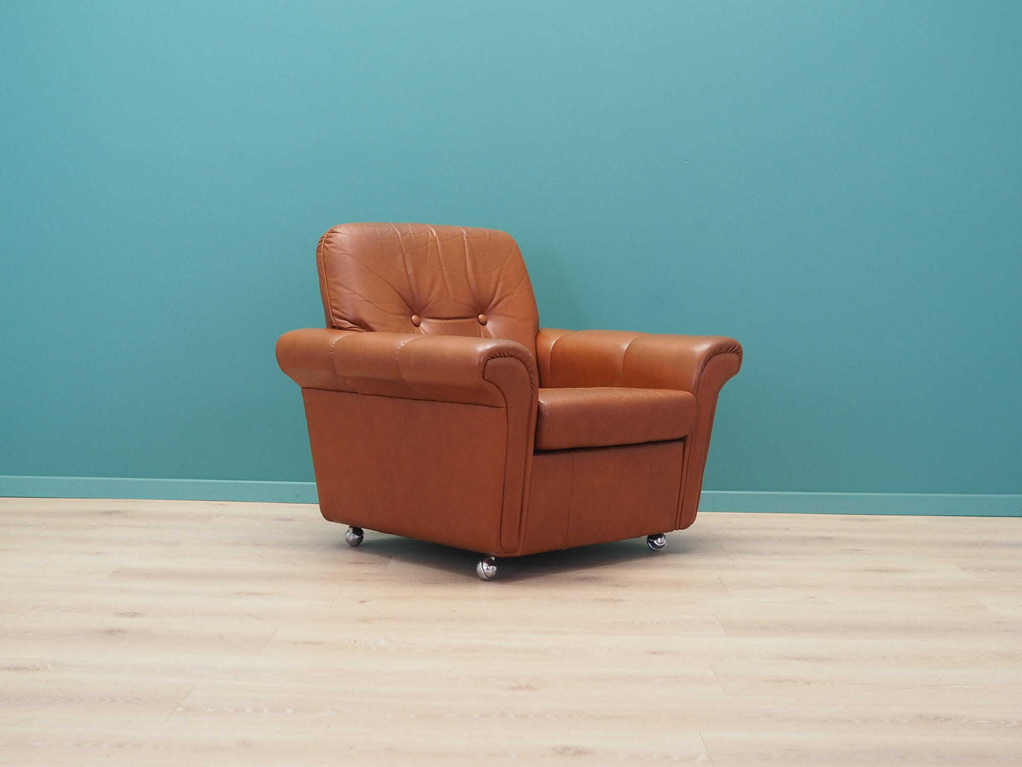 Vintage Armchair Leather Brown 1960s 2