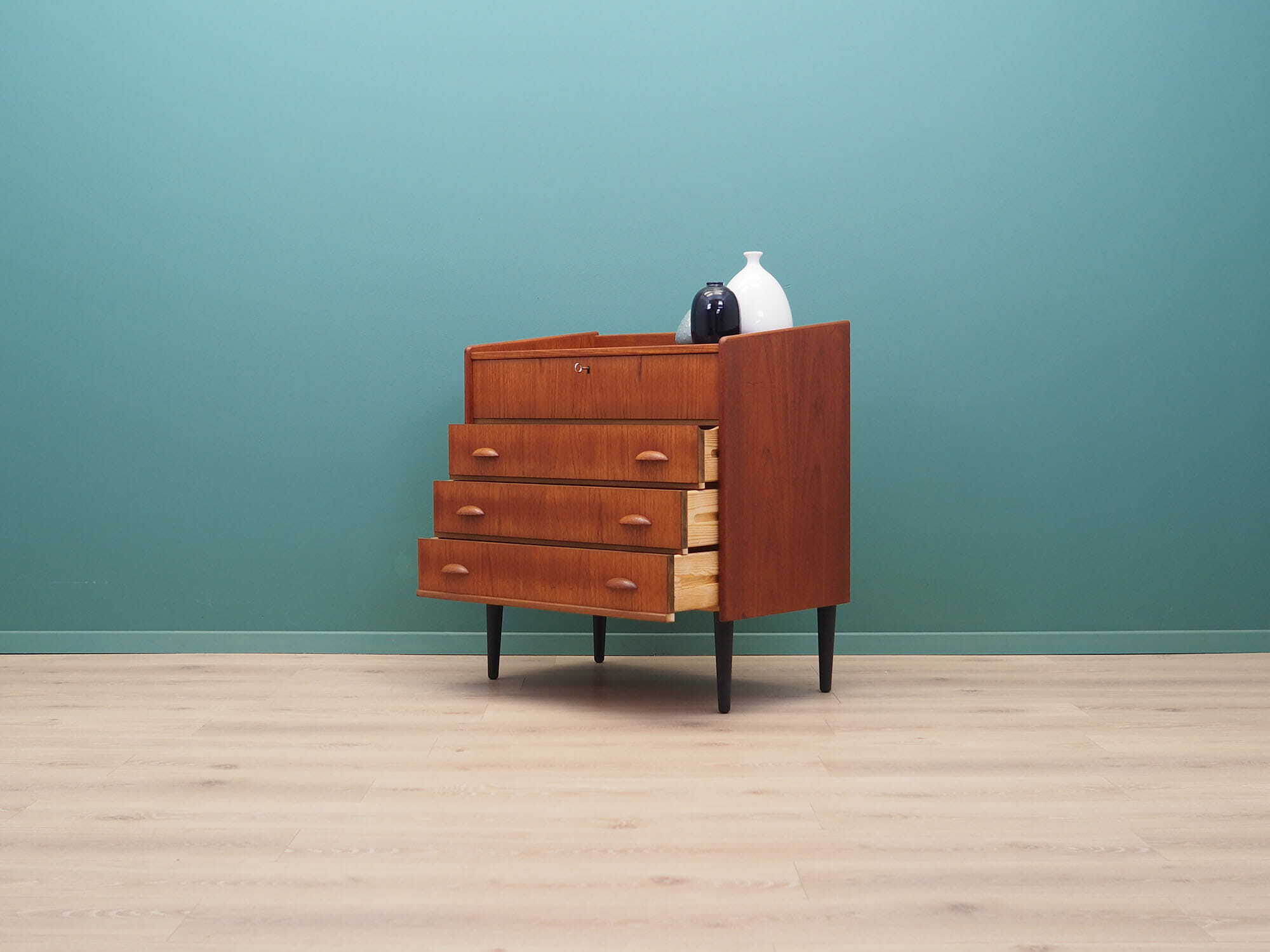 Vintage Schminktisch Teakholz Braun 1960er Jahre 3
