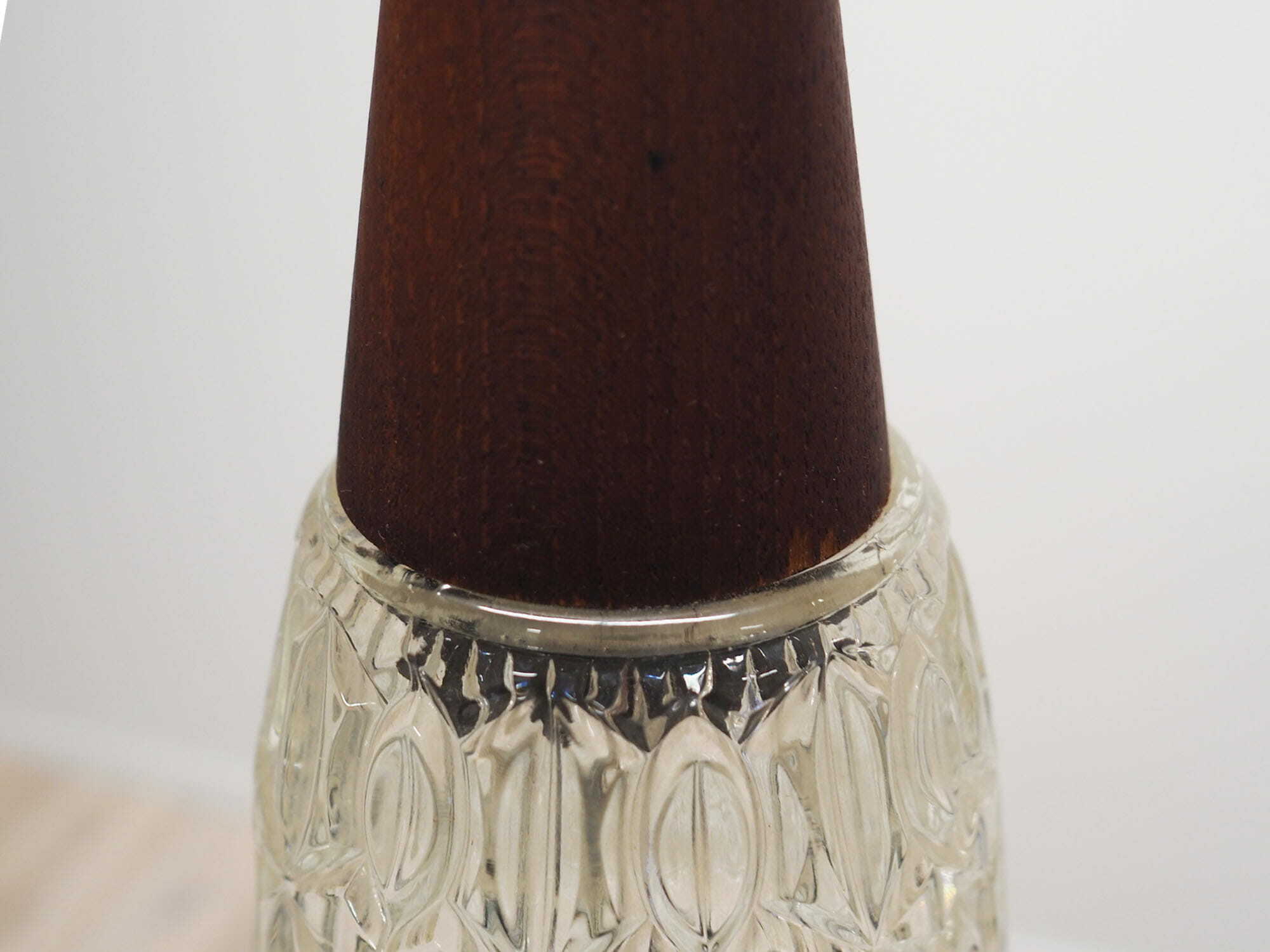 Vintage Pendelleuchte Glas Holz Braun 1970er Jahre 3