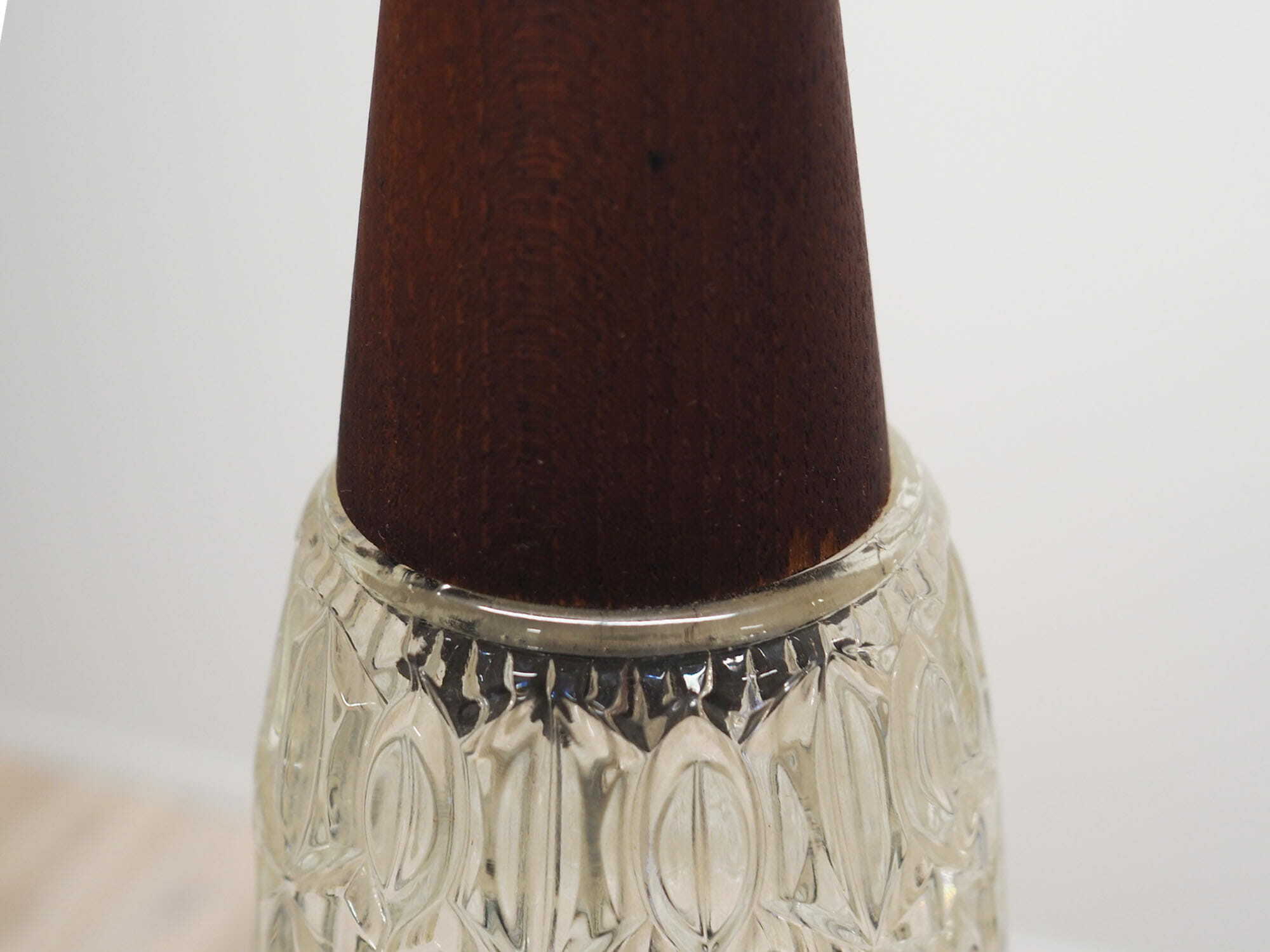 Vintage pendant lamp glass wood brown 1970s 3