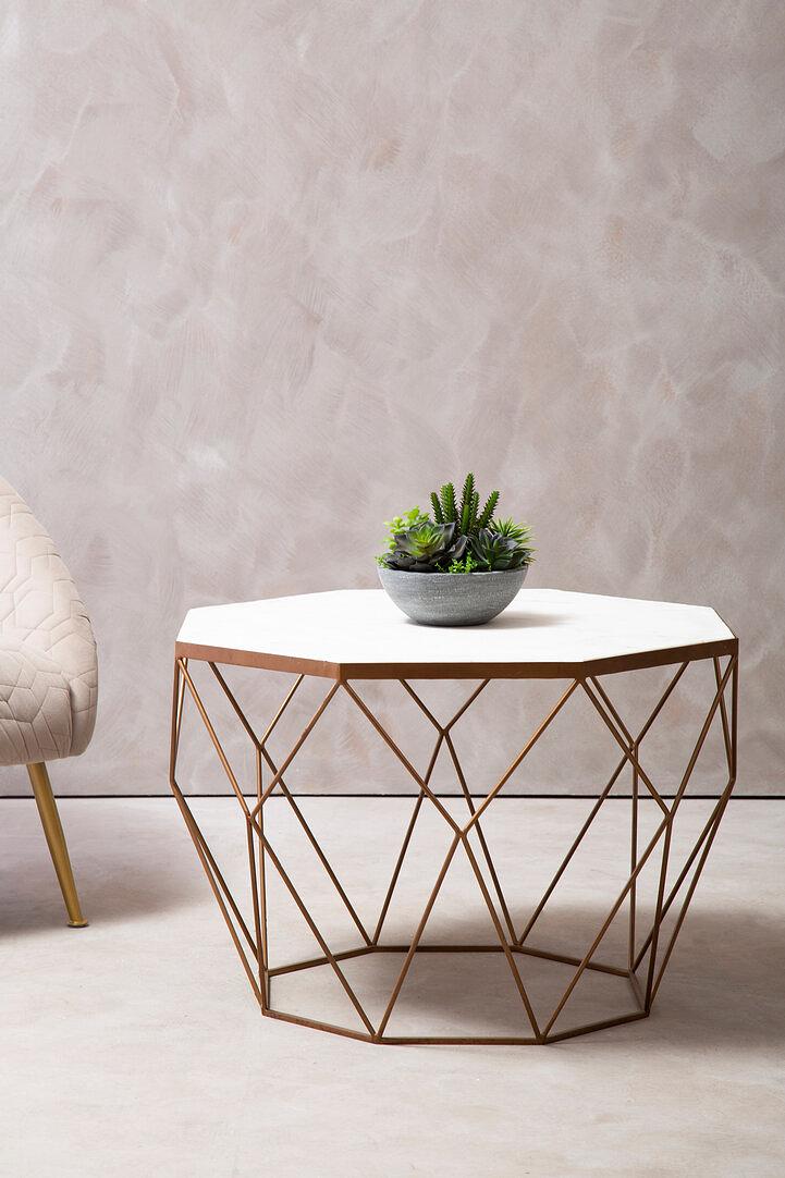 Shalimar Octagon Couchtisch Eisen Marmor Weiß 2