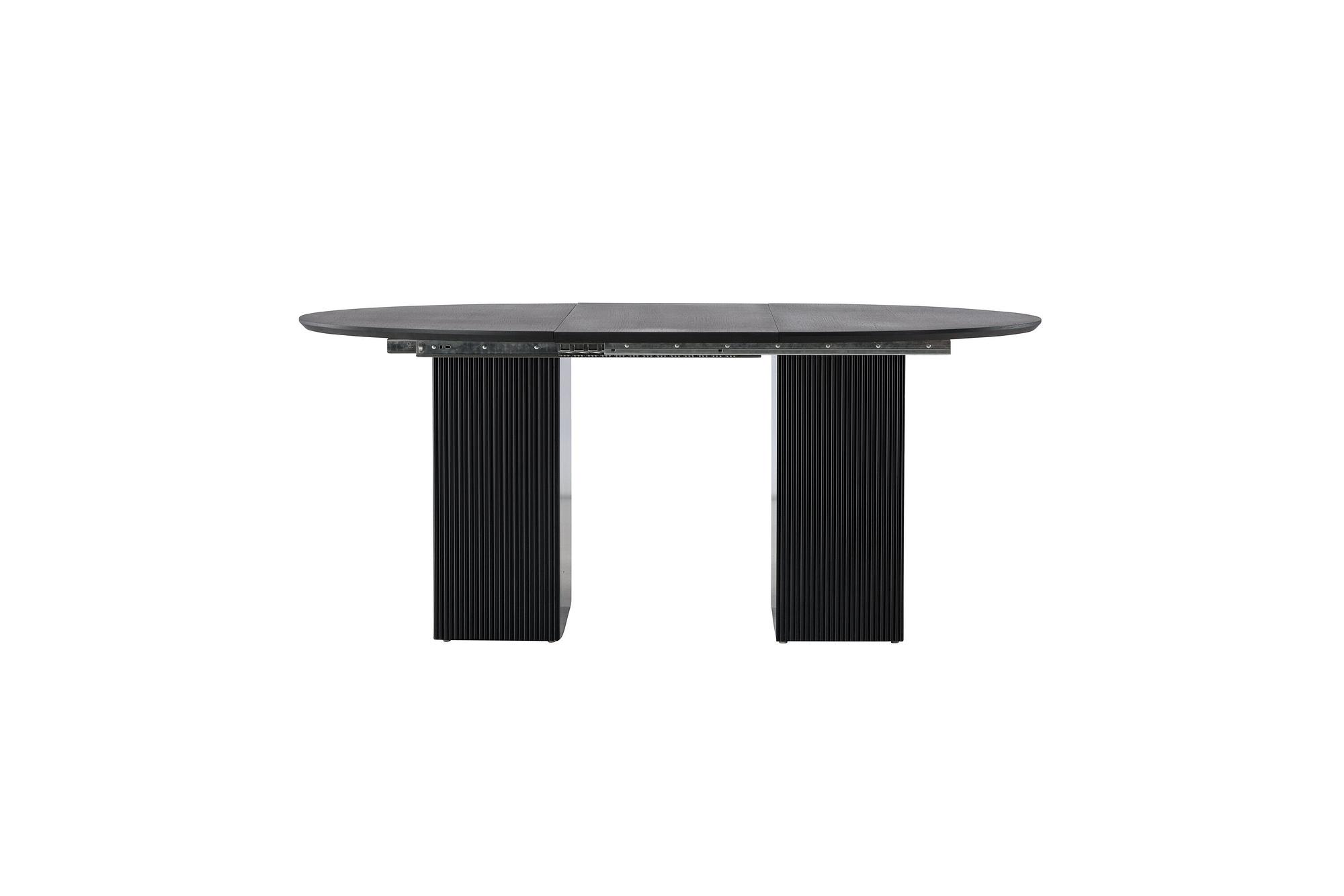 Matilda Dining table extendable MDF Veneer Black ø130/180cm 3