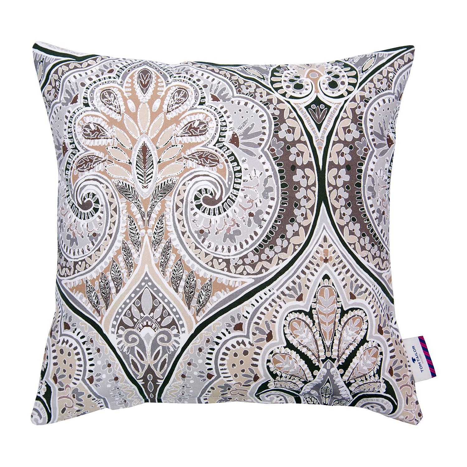 Kissenbezug T-Soft Paisley Baumwollstoff Grau / Braun 0