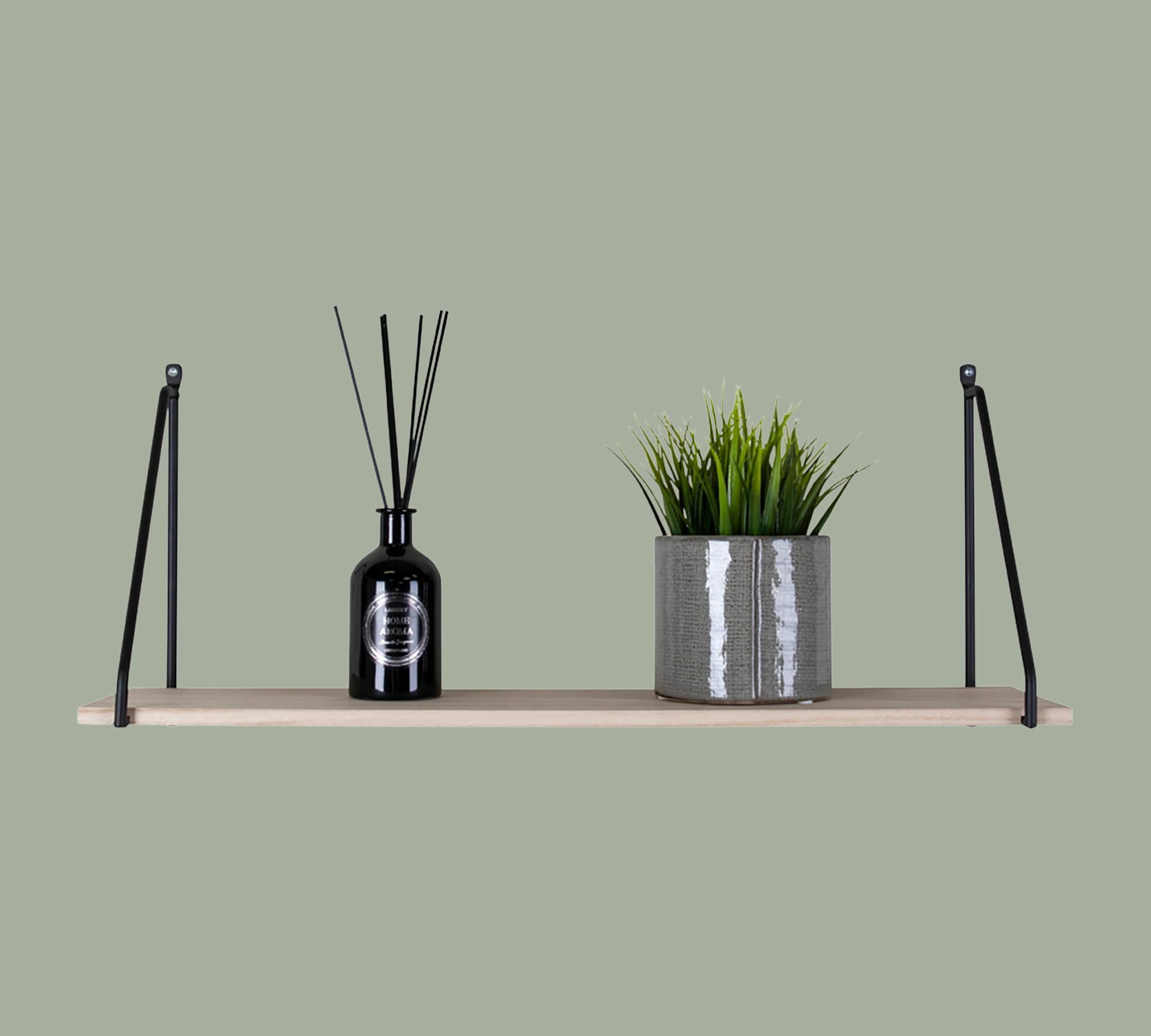 Wall shelf solid wood metal black 2