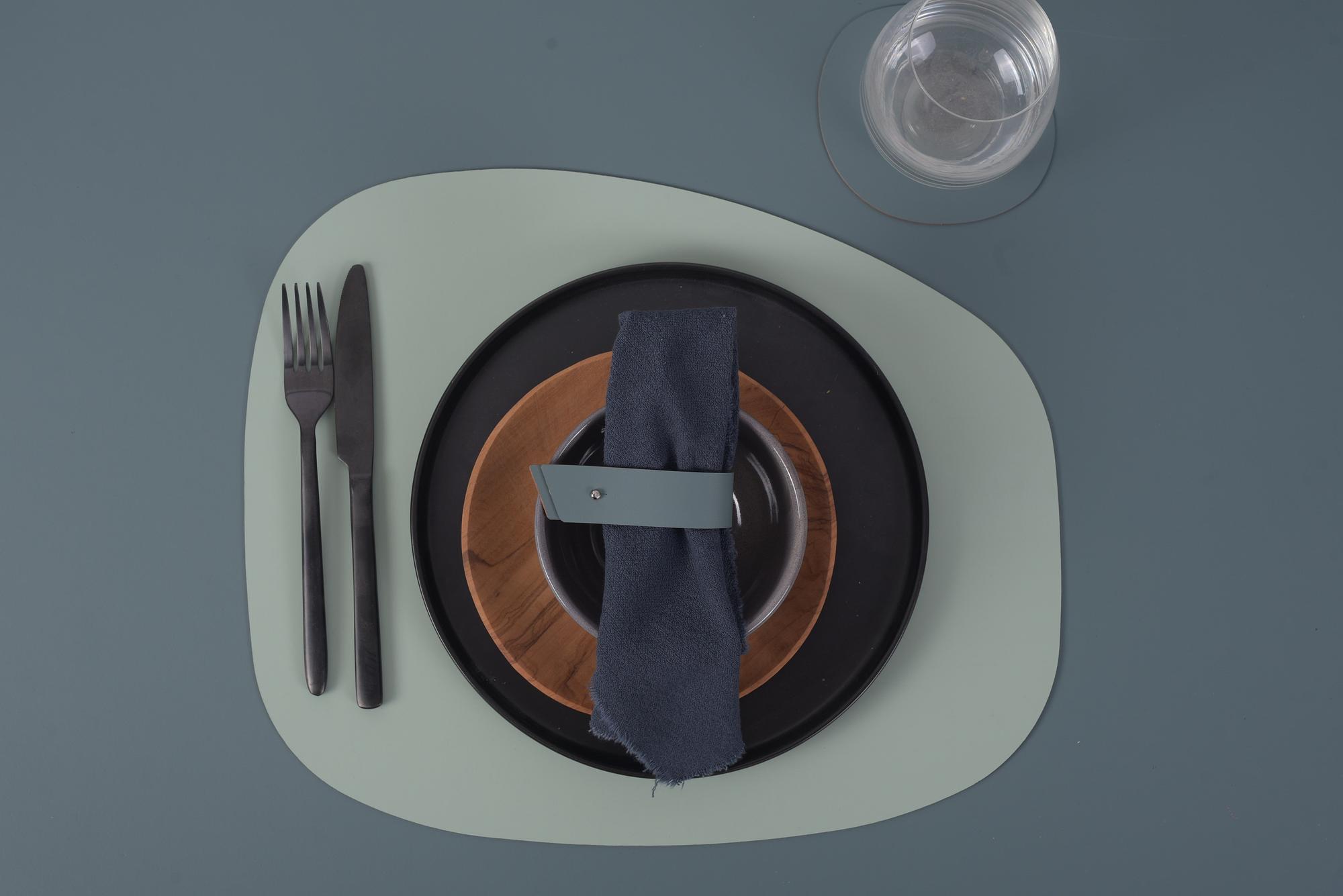 4x Stone Tischset 100% Recyceltes Leder Mint 5