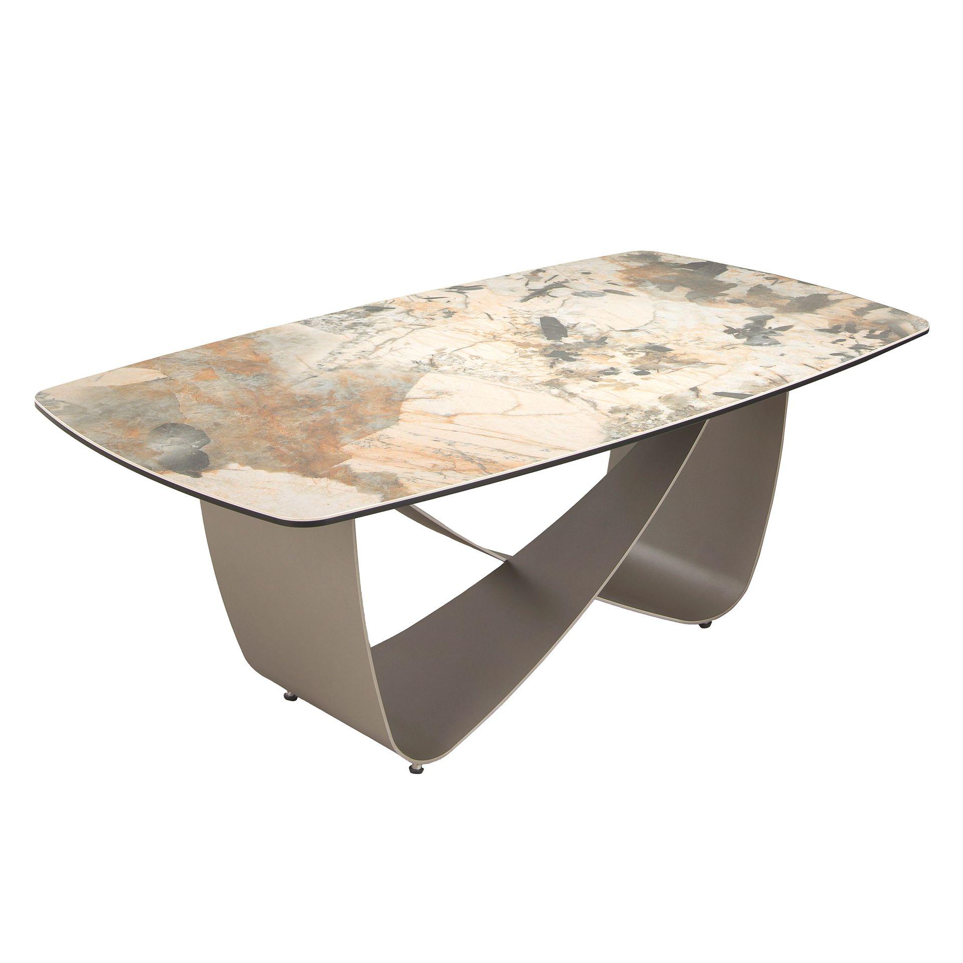 Oval coffee table marble steel 0