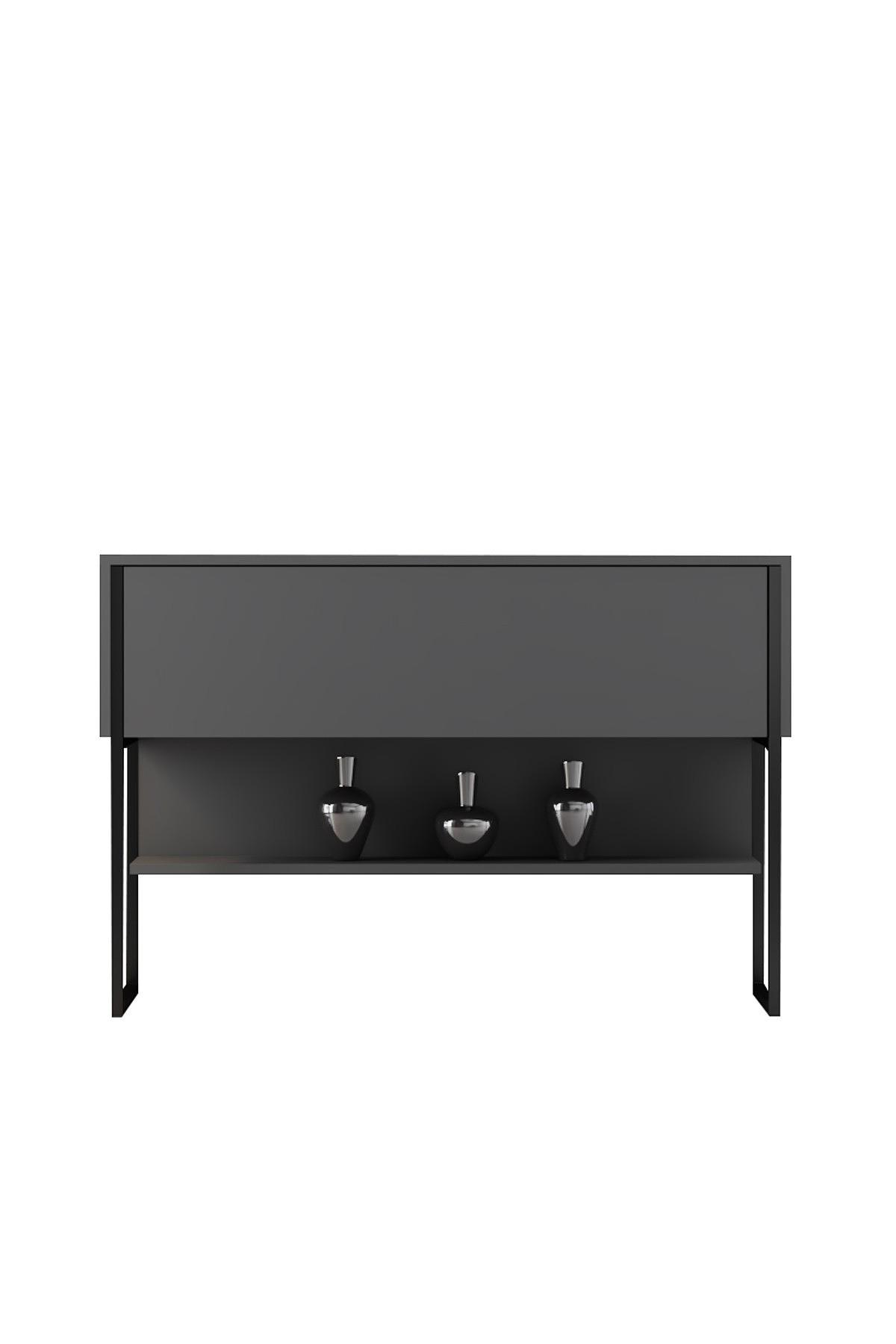 Luxe Sideboard Holzfurnier Schwarz Anthrazit 3