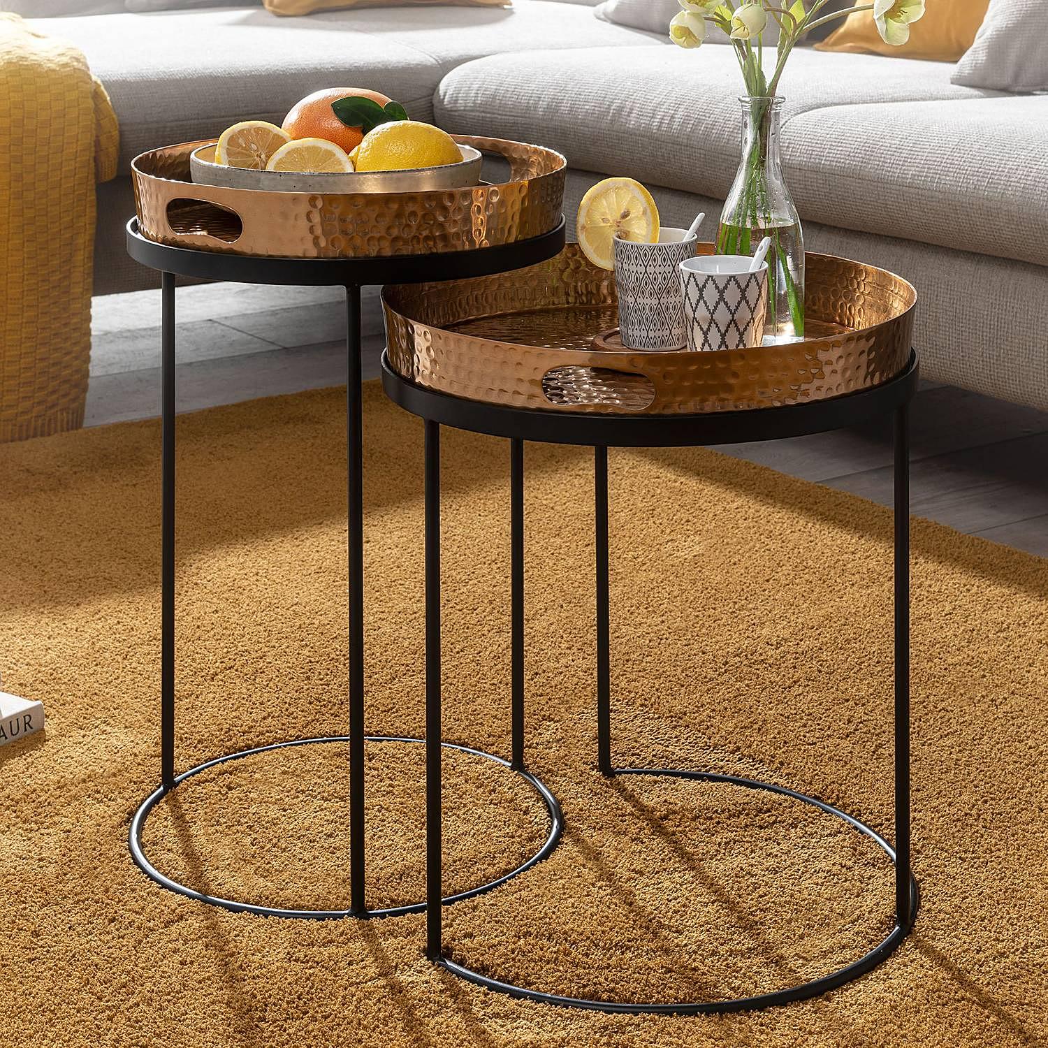 2x Conesa Beistelltisch Aluminium Gold Schwarz 1