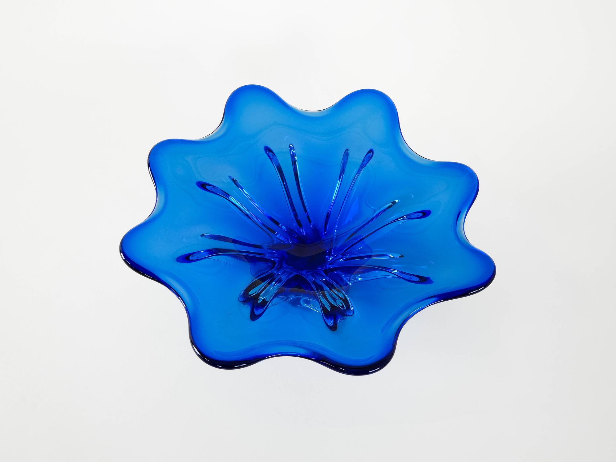 Cobalt-Flower bowl Blue 1970s 5