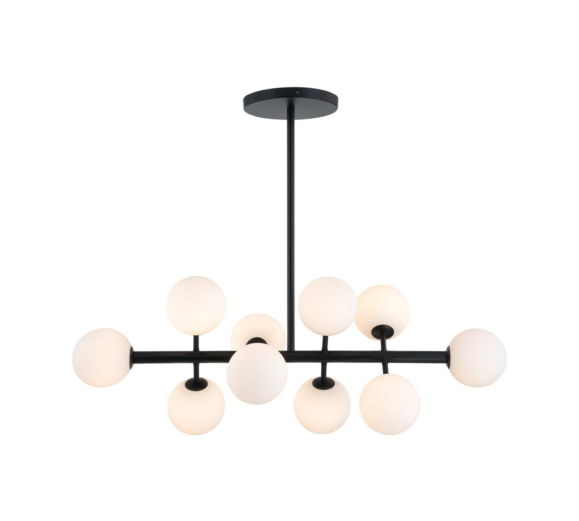 Pendant lamp opal glass iron black 1