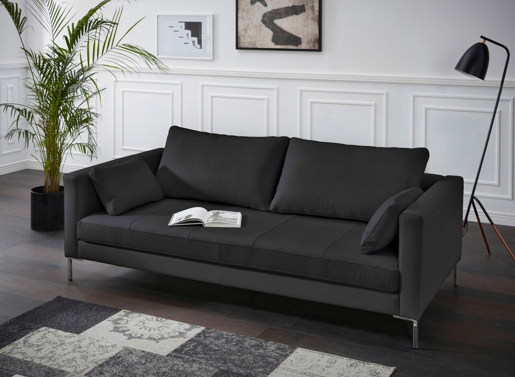 Marinus Sofa 3-Sitzer Saddle-Leder Metall Schwarz 0