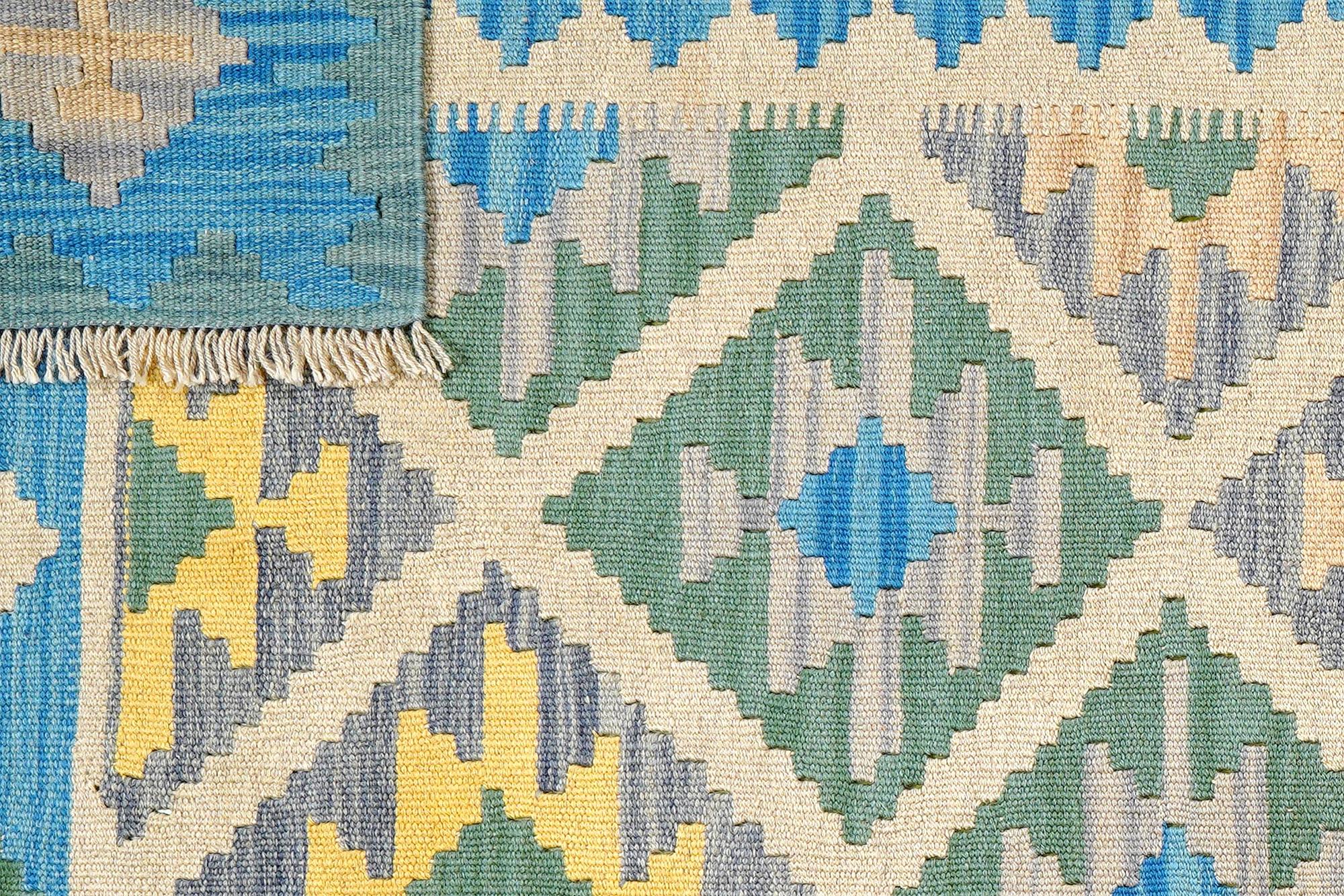 Kilim Gashgai Teppich Wolle Blau 4