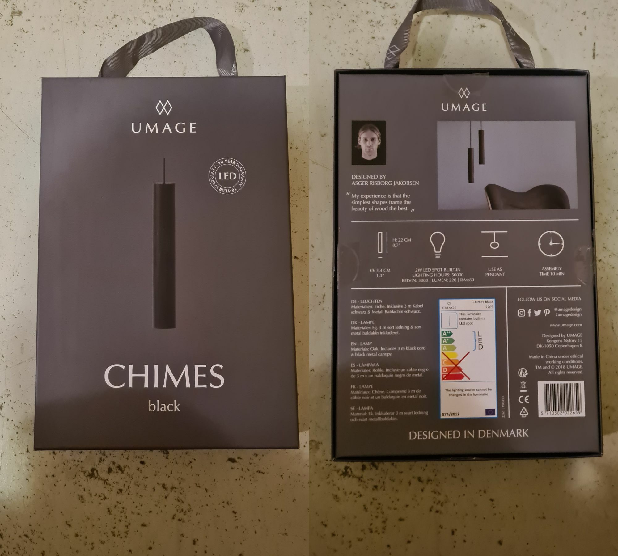 Chimes Pendelleuchte Holz Metall Schwarz 1