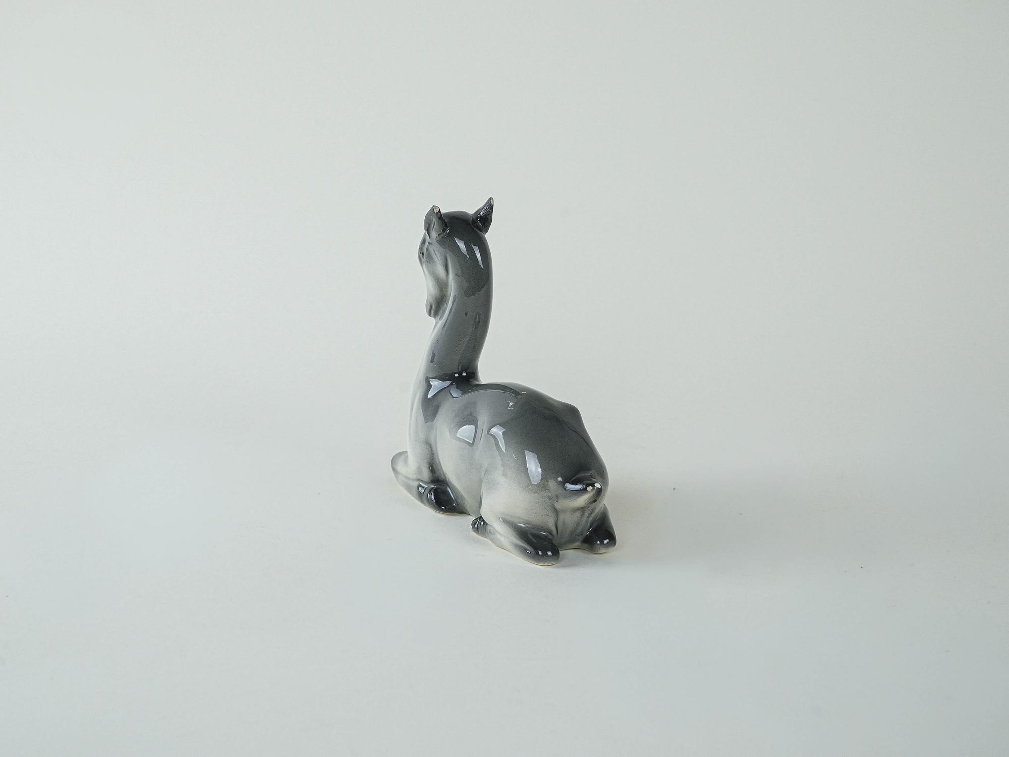 Ceramic fawn figure Grey 1970s 6